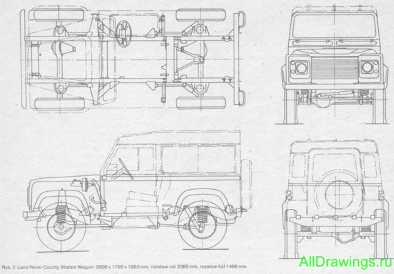 Land Rover 90 (1985) (Ленд Ровер 90 (1985)) - чертежи (рисунки) автомобиля